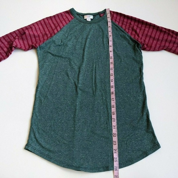 Green Raglan Stripe Lularoe XS Baseball Randy - Picture 3 of 5